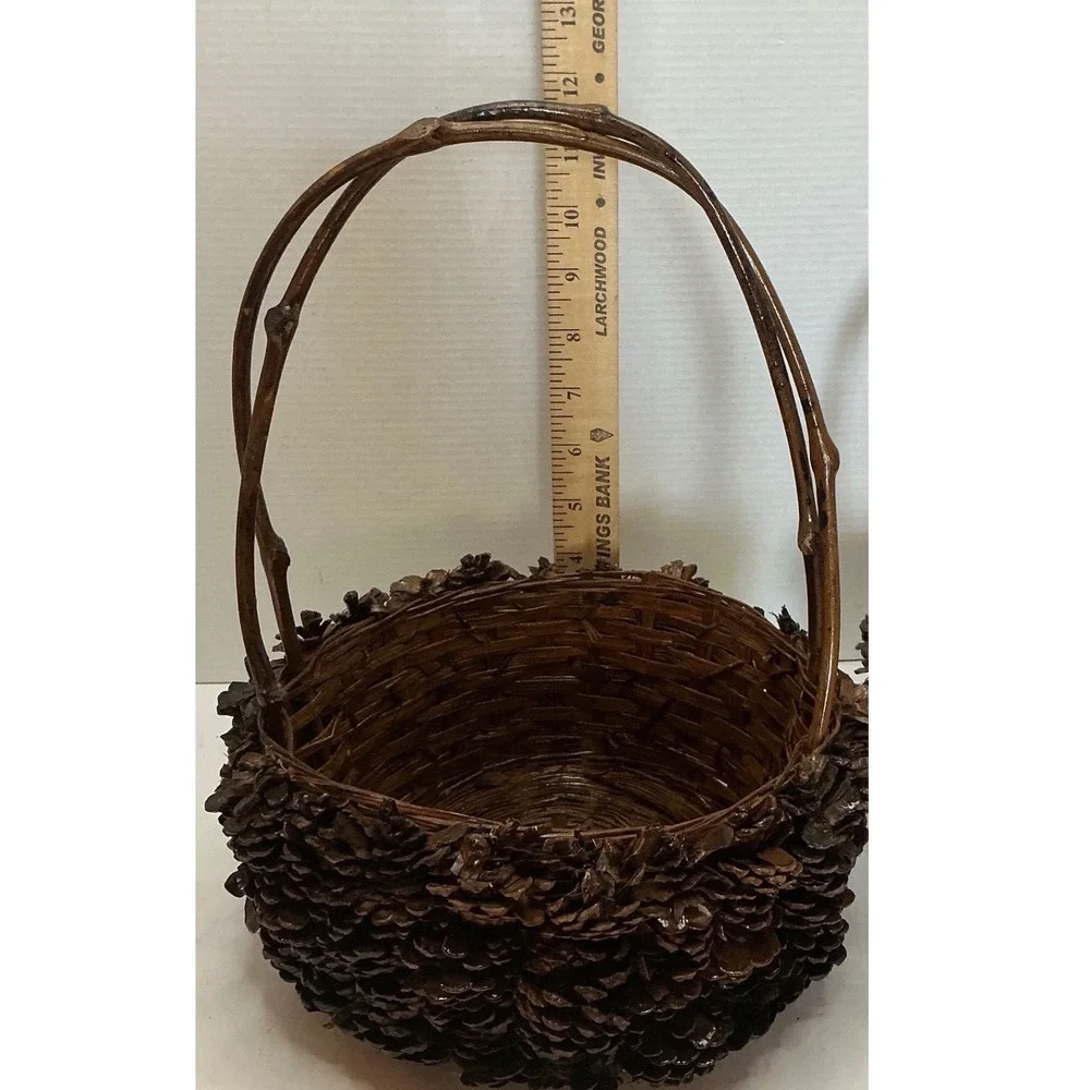 Pinecone Nesting Baskets Set Rustic Woodland Cabin Decor Small Med